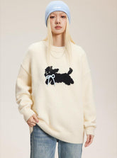 Vintage Faux Mink Bow - Knit Sweater - COPPING THREADS - CATTEE